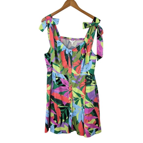 NEW Terra Sky Tropical Hawaiian Dress Plus 0X 14W Floral Shirred Top Stretch - Picture 2 of 9